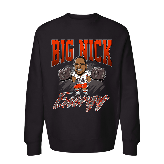 Nick Chubb - Electric Crewneck - Premium Heavyweight Cross-Grain Sweatshirt